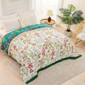 Floral Quilted Throw Blanket Soft Plush All Season