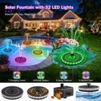Solar Bird Bath Fountain 3.5W LED Ring Light Outdoor Pond Pool Patio Garden Pump