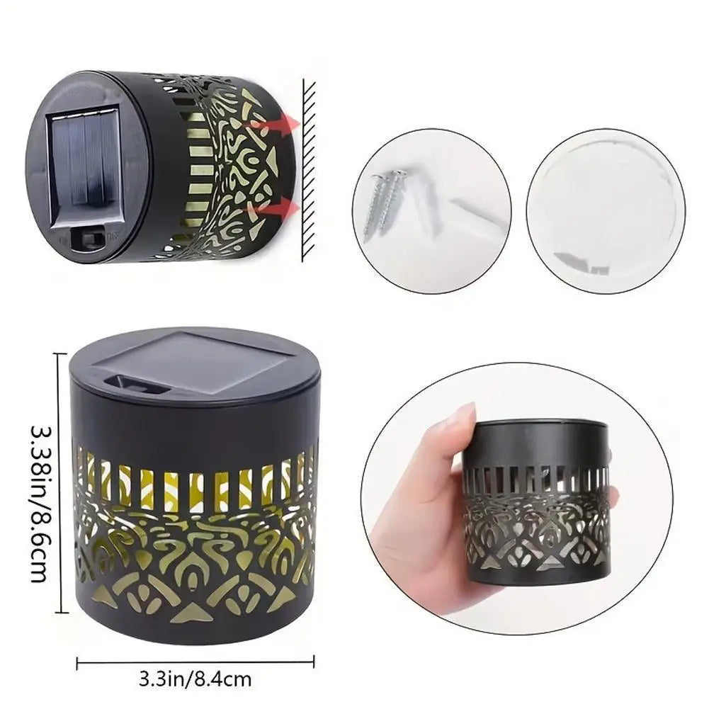 Solar Mandala Fence Wall Light Outdoor LED Metal Decorative Garden Porch Night Lamp