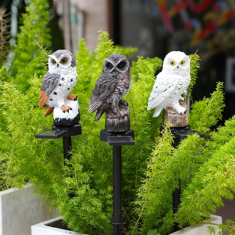 Solar Owl Garden Light LED Outdoor IP44 Resin Lawn Patio Farm Pond Landscape Decor