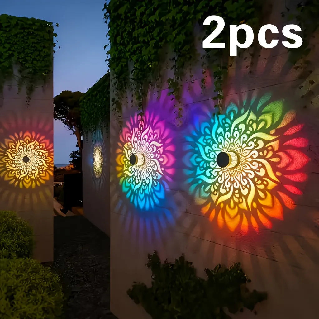Solar Mandala Outdoor Table Lamp Color Changing LED Garden Terrace Backyard Light