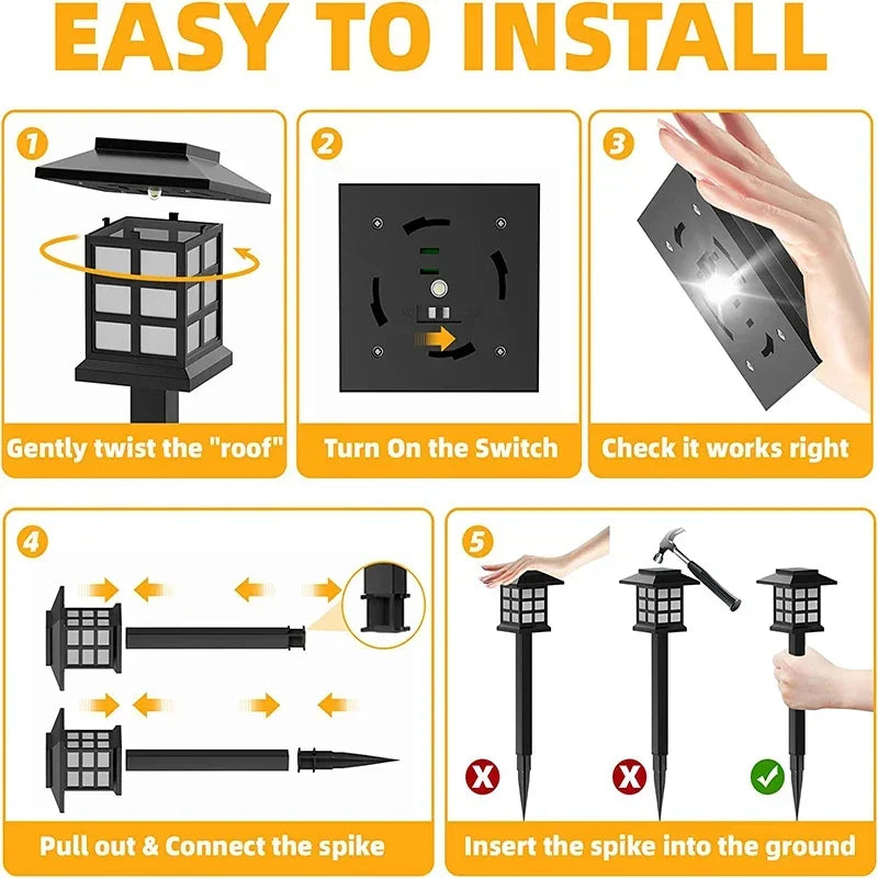 Solar LED Pathway Lights Outdoor Waterproof Garden Walkway Driveway Stake Lamps