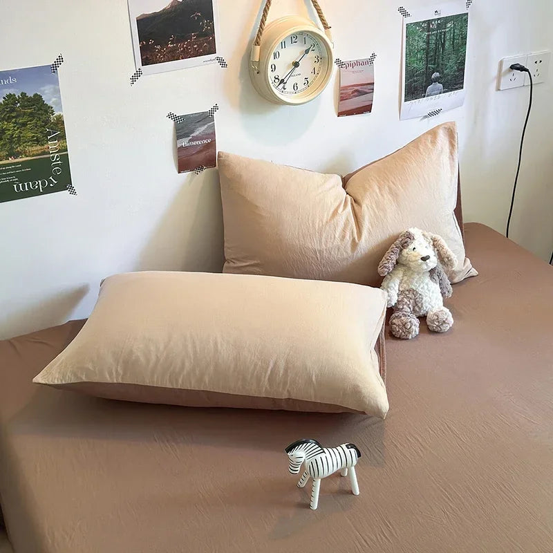 Brushed Microfiber Duvet Cover Set Soft Solid Color Bedding