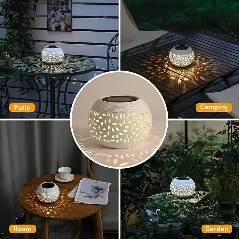 Solar Metal Garden Lanterns Outdoor Decorative Table Light Patio Path Yard Decor