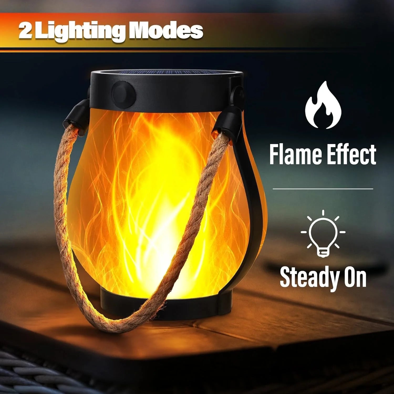 Solar Flame Rope Lantern Waterproof Hanging Garden Patio Light