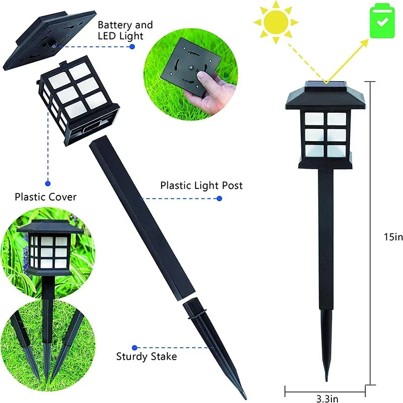 Solar LED Pathway Lights Outdoor Waterproof Garden Walkway Driveway Stake Lamps