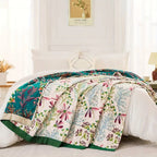 Floral Quilted Throw Blanket Soft Plush All Season