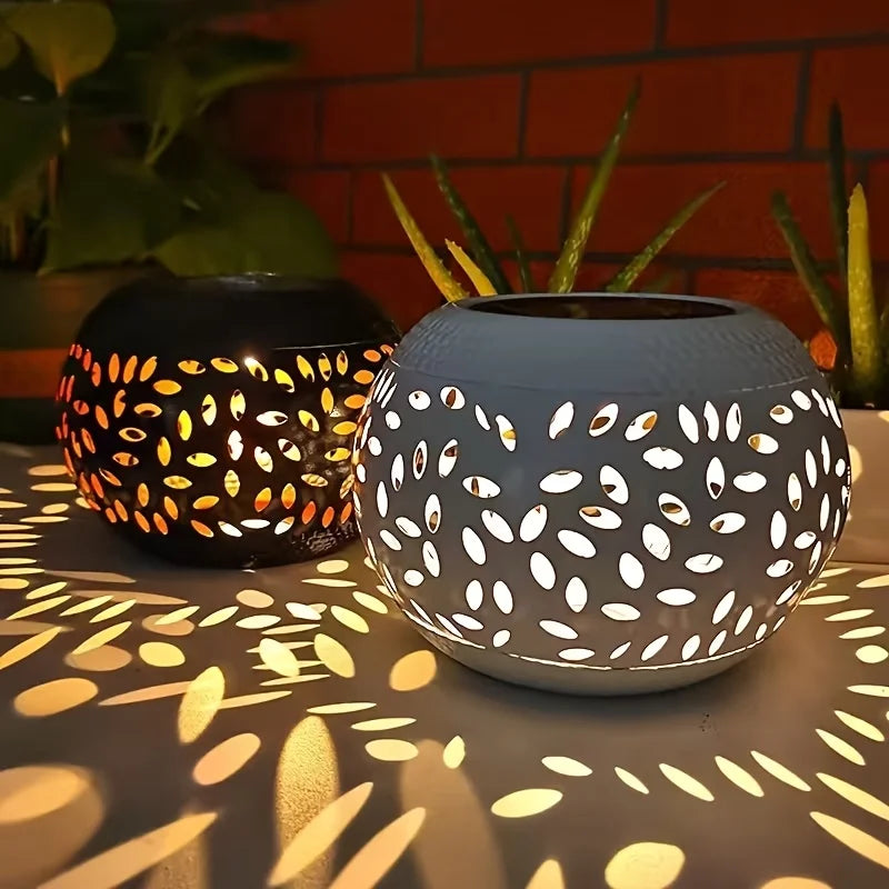 Solar Metal Garden Lanterns Outdoor Decorative Table Light Patio Path Yard Decor