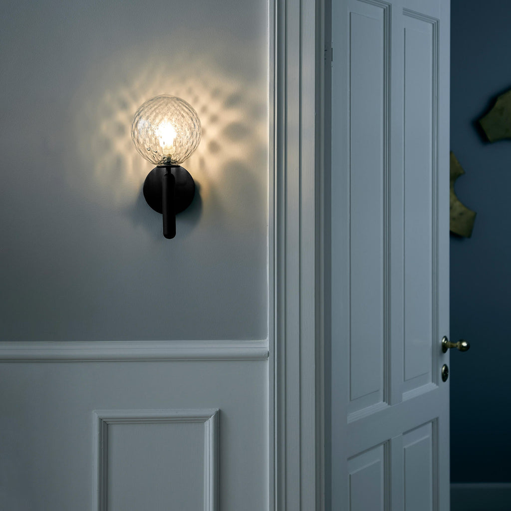 Scandinavian Brass Glass Globe LED Wall Light 1-Light