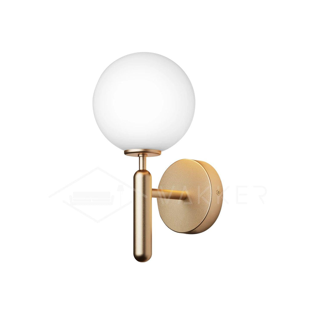 Scandinavian Brass Glass Globe LED Wall Light 1-Light