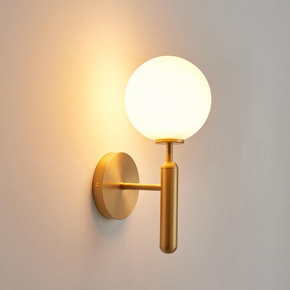 Scandinavian Brass Glass Globe LED Wall Light 1-Light