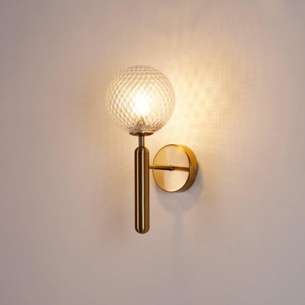 Scandinavian Brass Glass Globe LED Wall Light 1-Light