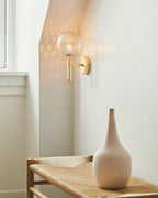 Scandinavian Brass Glass Globe LED Wall Light 1-Light
