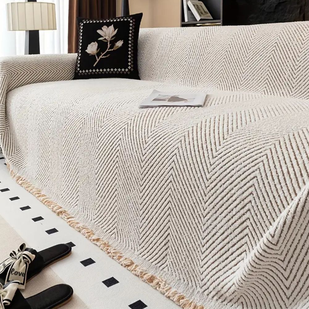 Scandinavian Woven Chevron Sofa Cover