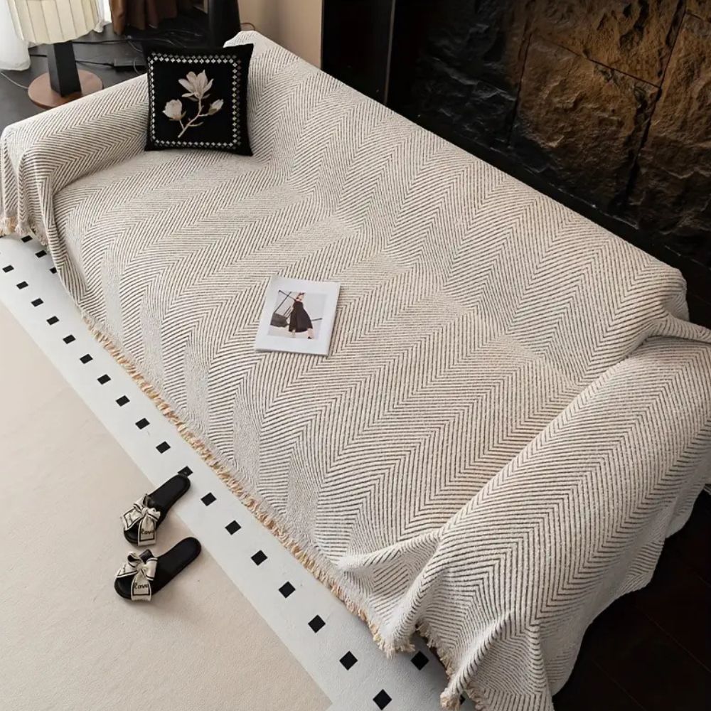Scandinavian Woven Chevron Sofa Cover