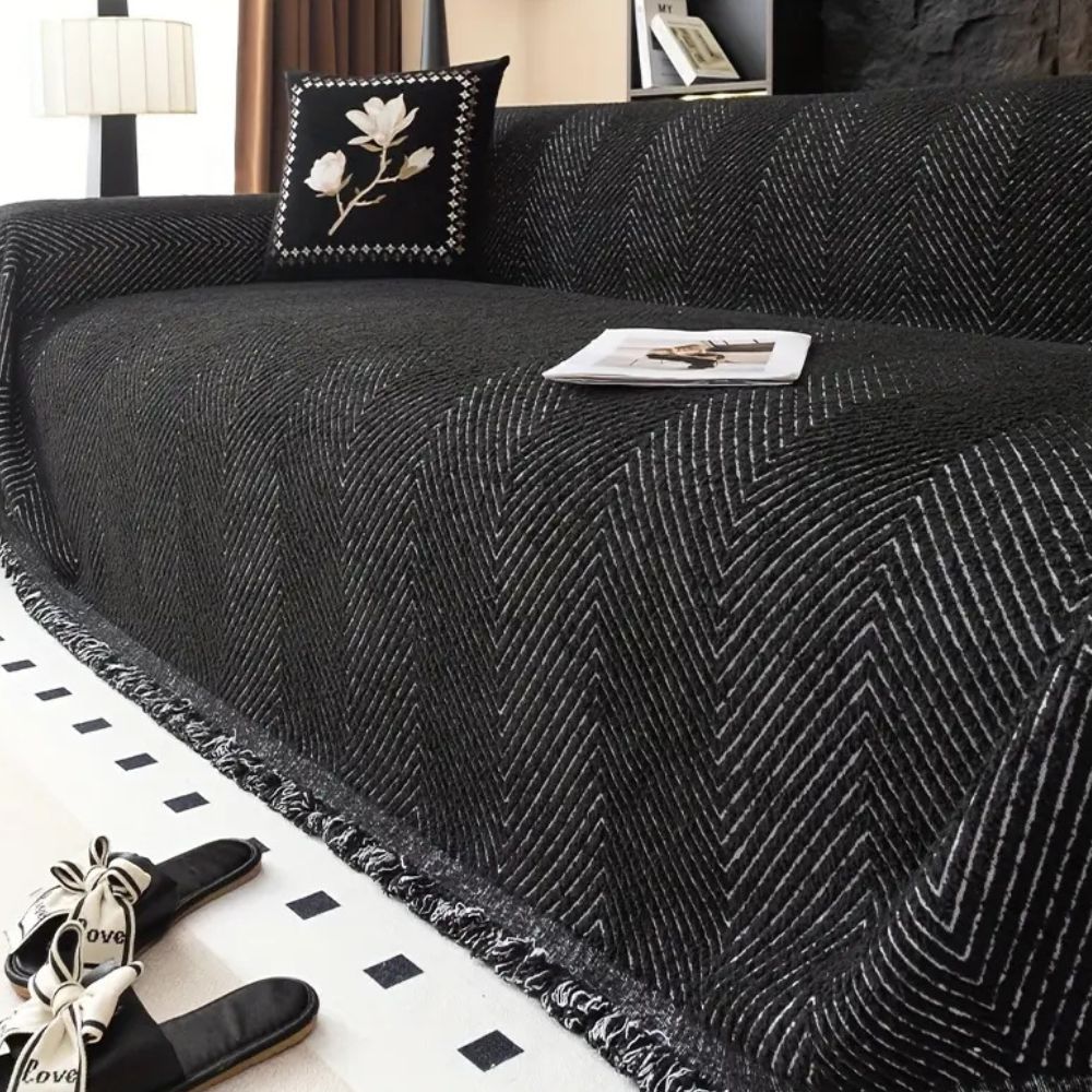 Scandinavian Woven Chevron Sofa Cover