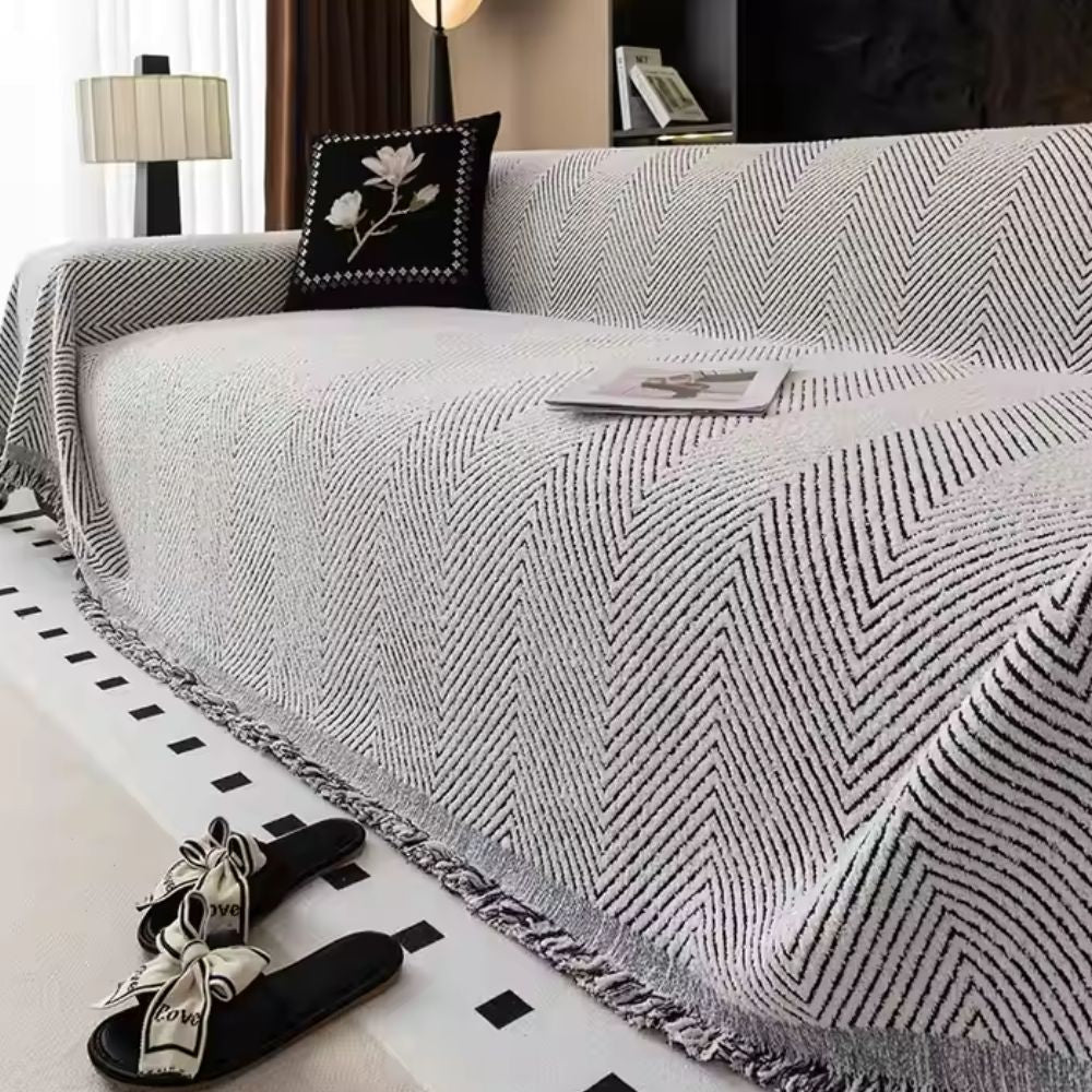 Scandinavian Woven Chevron Sofa Cover