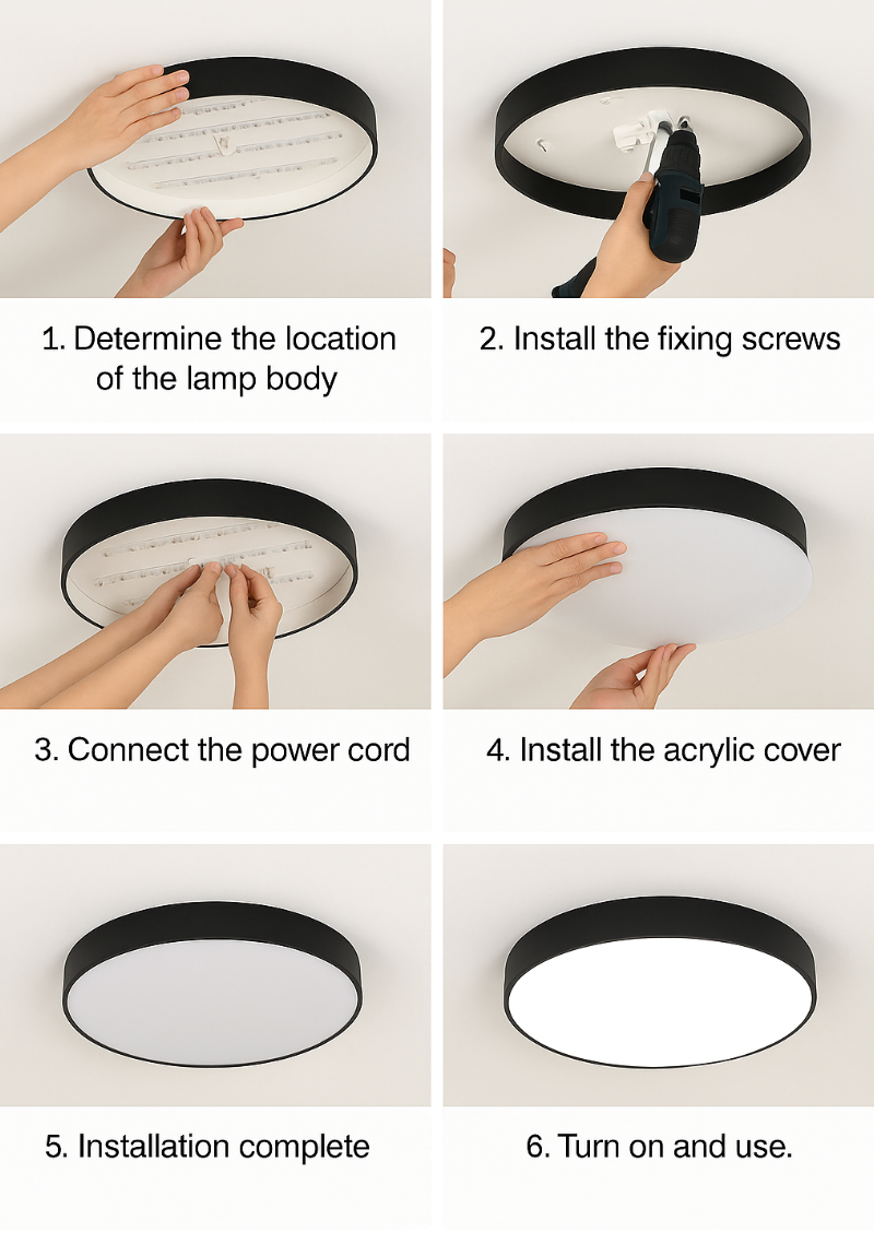 Nordic Solid Wood Round Ultra-thin LED Flush Mount Ceiling 1-Light