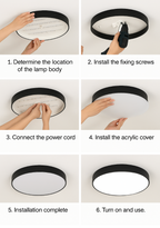 Nordic Solid Wood Round Ultra-thin LED Flush Mount Ceiling 1-Light