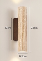 Modern Minimalist Travertine Marble Cylinder Wall Sconce LED 2-Light