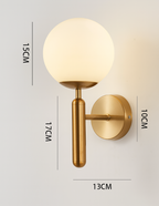 Nordic Brass Glass Globe Wall Sconce LED 1-Light