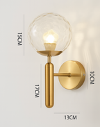 Nordic Brass Glass Globe Wall Sconce LED 1-Light