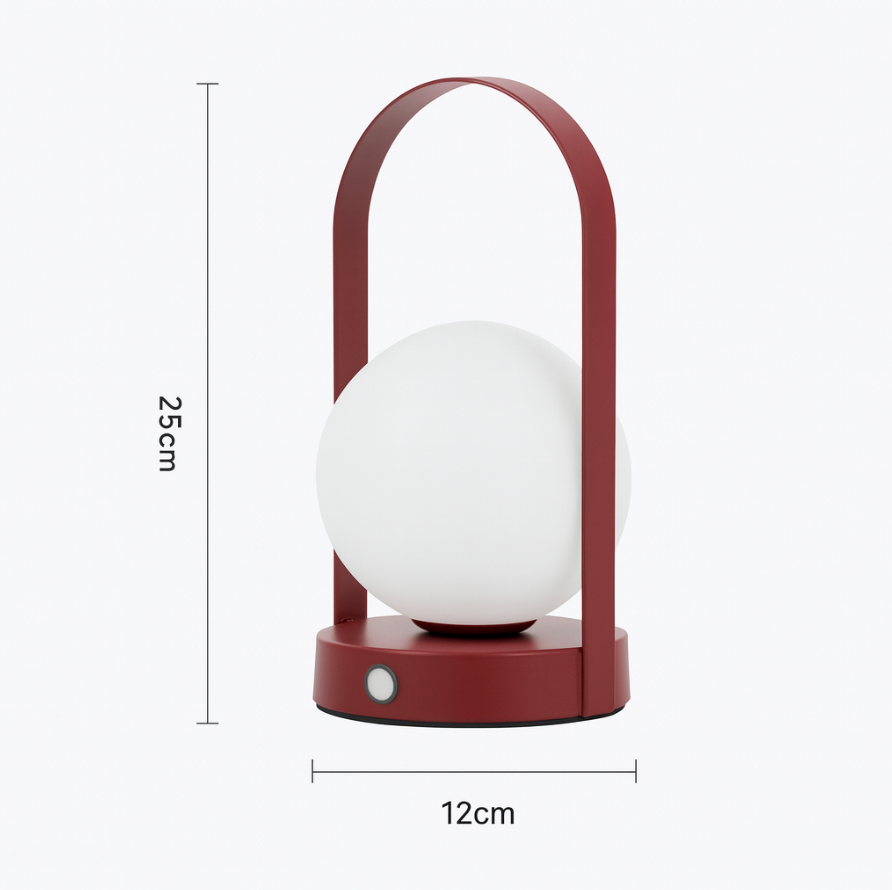 Modern Metal and Glass Globe LED Rechargeable Table Lamp 1-Light