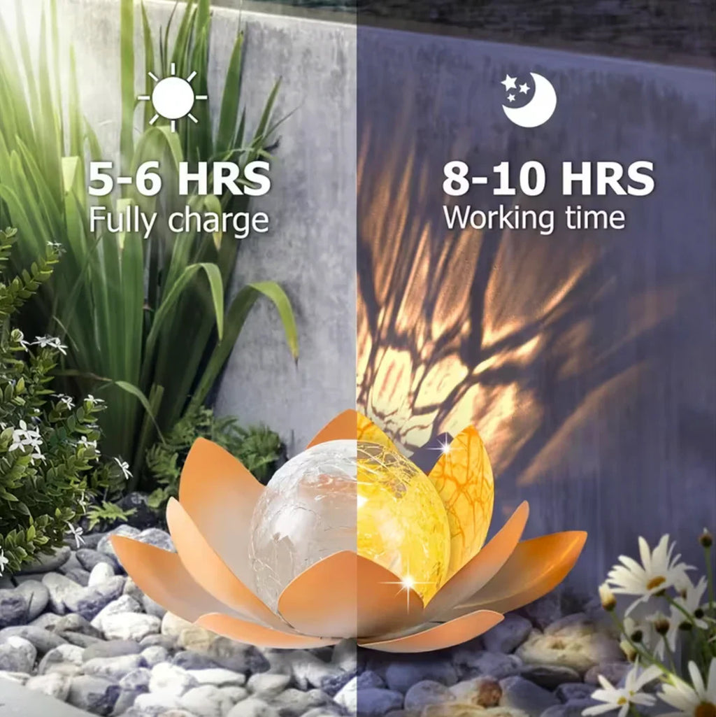 Solar Lotus Flower Light Outdoor Garden Stake LED Waterproof Decorative Yard Lamp