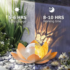 Solar Lotus Flower Light Outdoor Garden Stake LED Waterproof Decorative Yard Lamp