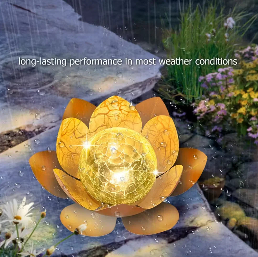 Solar Lotus Flower Light Outdoor Garden Stake LED Waterproof Decorative Yard Lamp