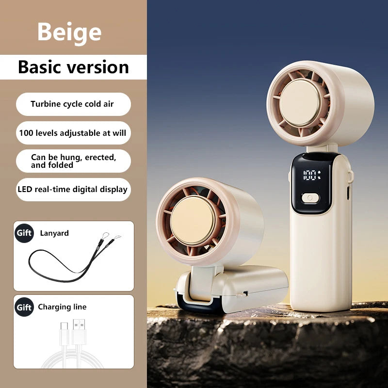 Ice Cooling Handheld Fan 100 Speeds USB Portable Turbo Desk