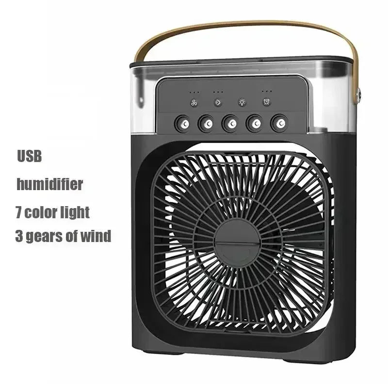 3-in-1 Mini Air Cooler Fan LED Night Light Portable USB Indoor