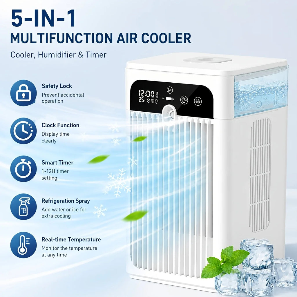 Mini USB Desktop Fan Portable 3000mAh Rechargeable Water Tank