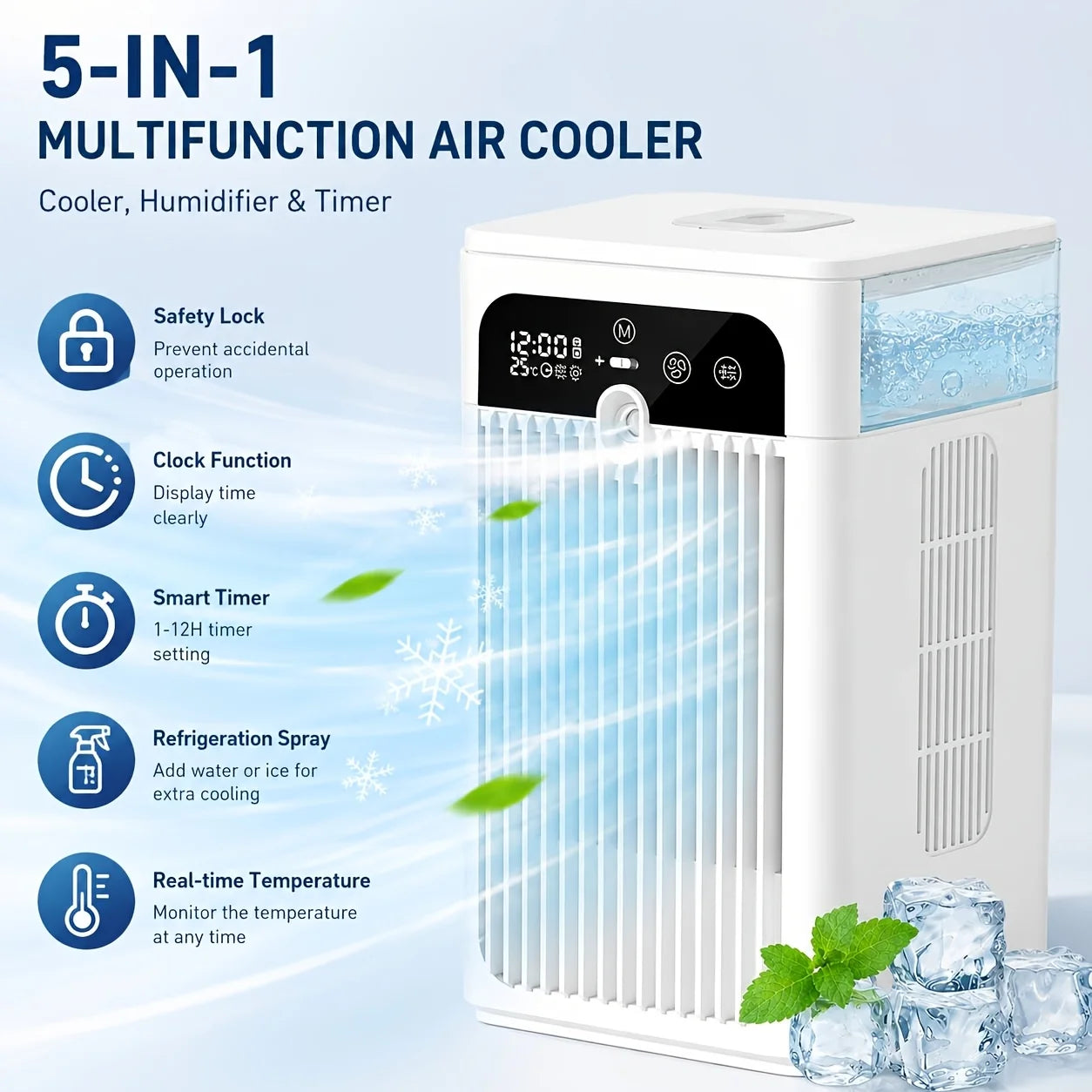 Mini USB Desktop Fan Portable 3000mAh Rechargeable Water Tank