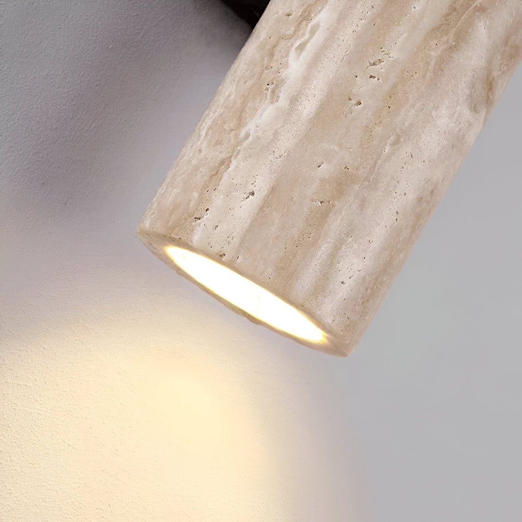 Japandi Travertine Wood Cylinder Wall Sconce LED 1-light