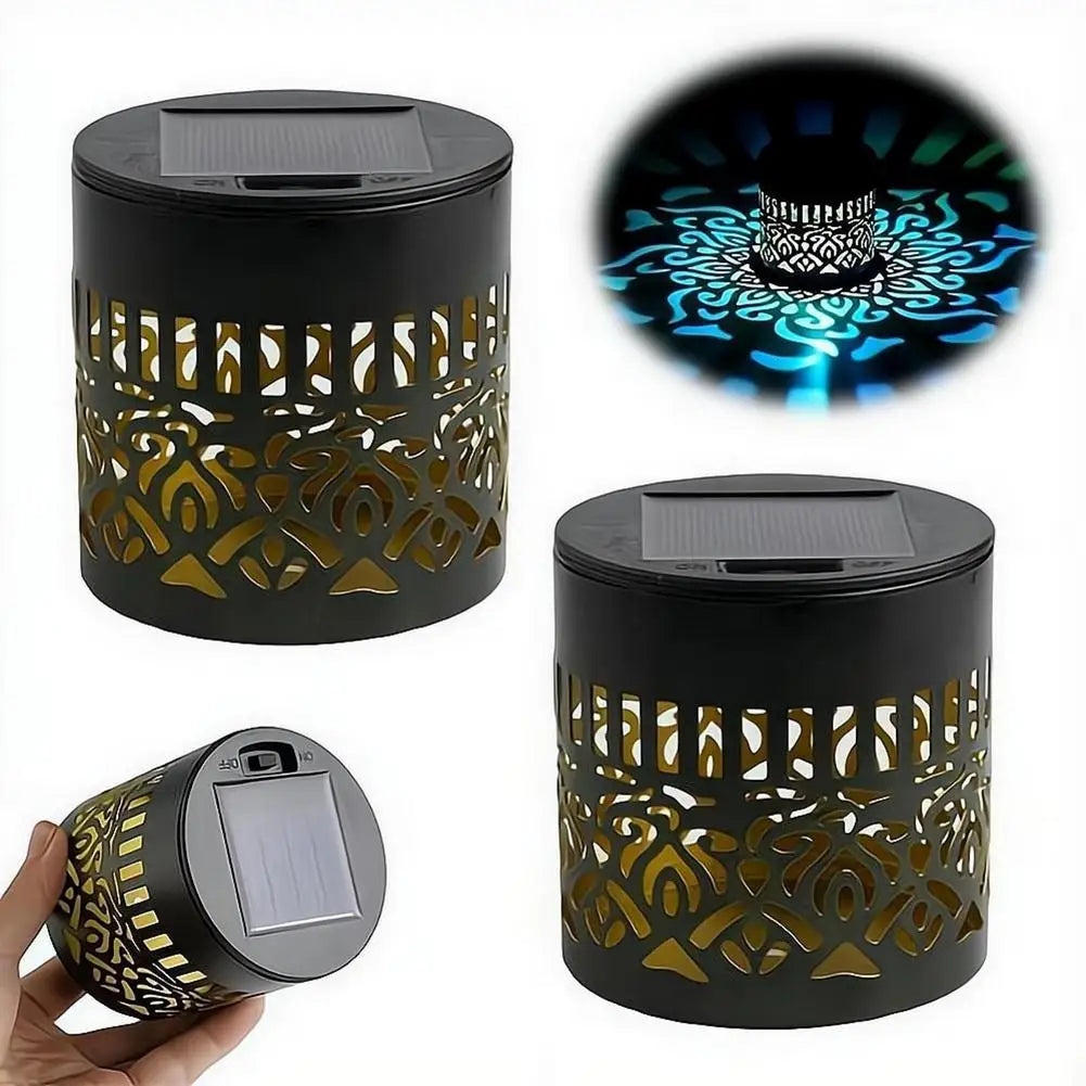Solar Mandala Fence Wall Light Outdoor LED Metal Decorative Garden Porch Night Lamp