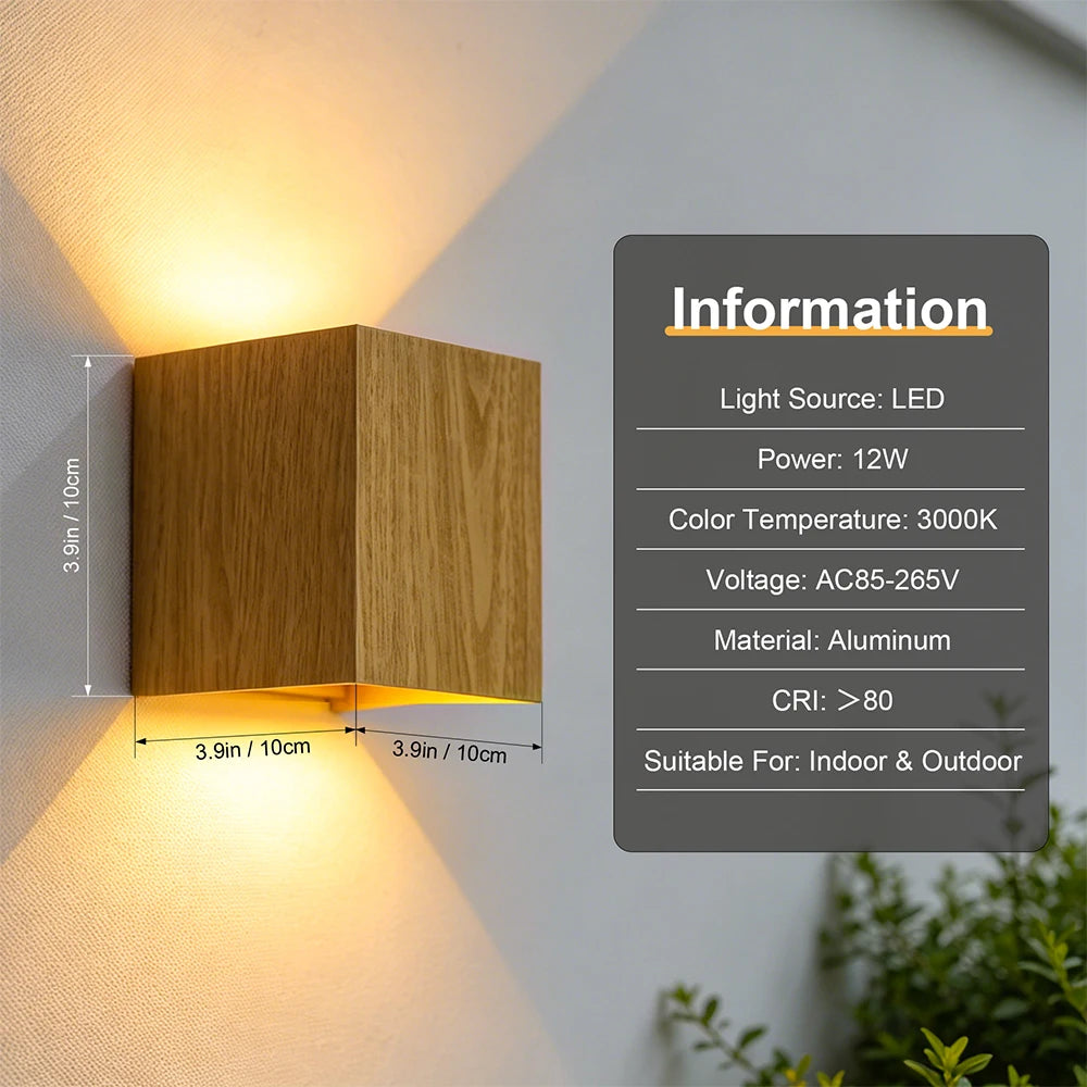 Outdoor Wall Sconce COB LED Waterproof 3000K Warm White Exterior Garden Porch Lamp