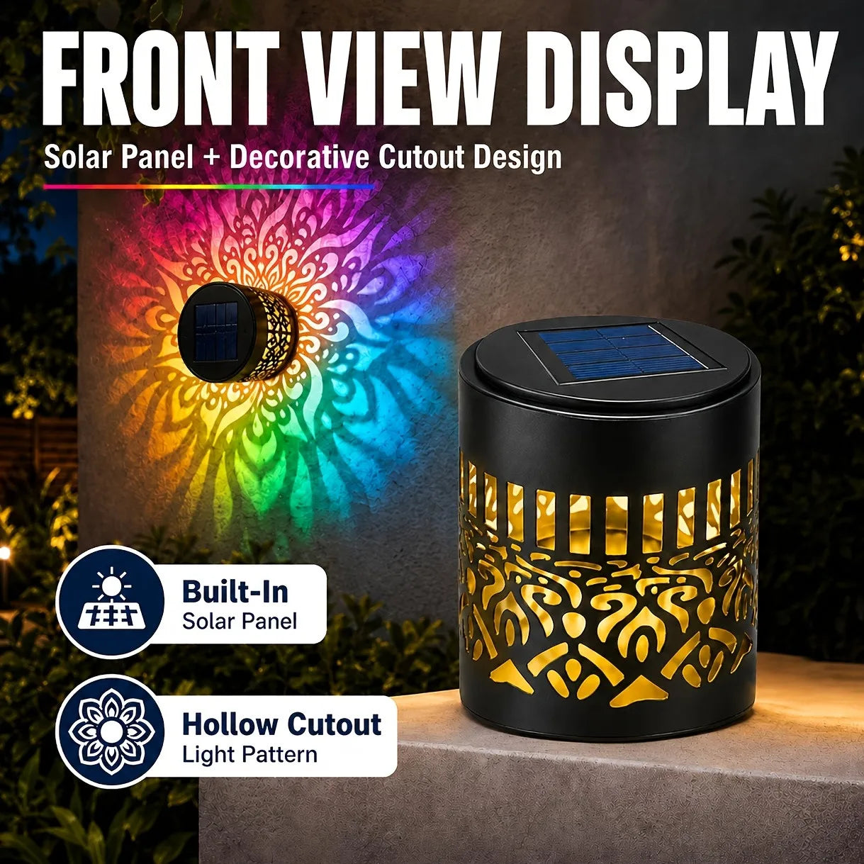 Solar Mandala Outdoor Table Lamp Color Changing LED Garden Terrace Backyard Light
