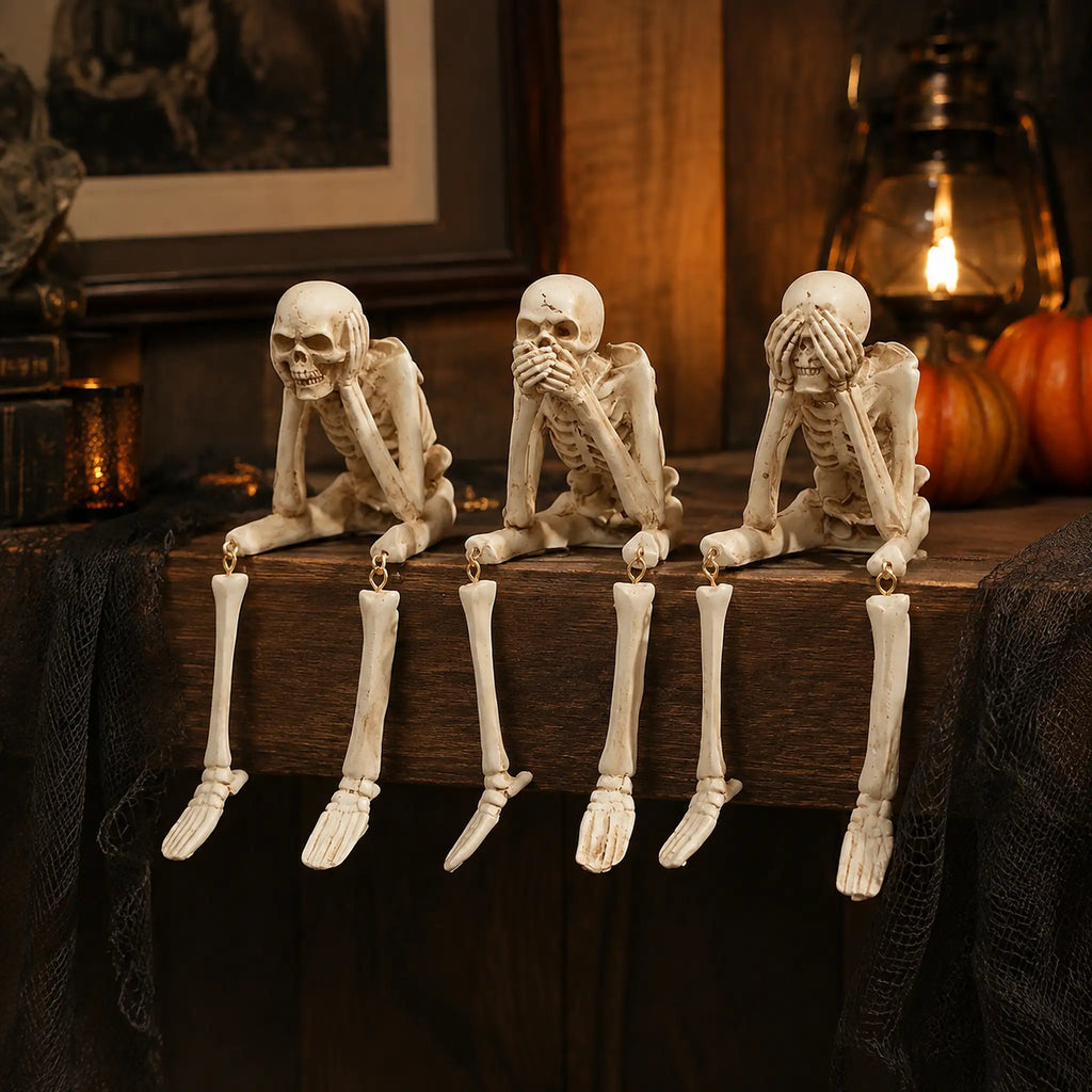 Silas Gothic Three Wise Skeleton Figurine Collection
