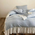 Soft Ruffle Stripe Duvet Cover Cotton Bedding Bedroom Decor