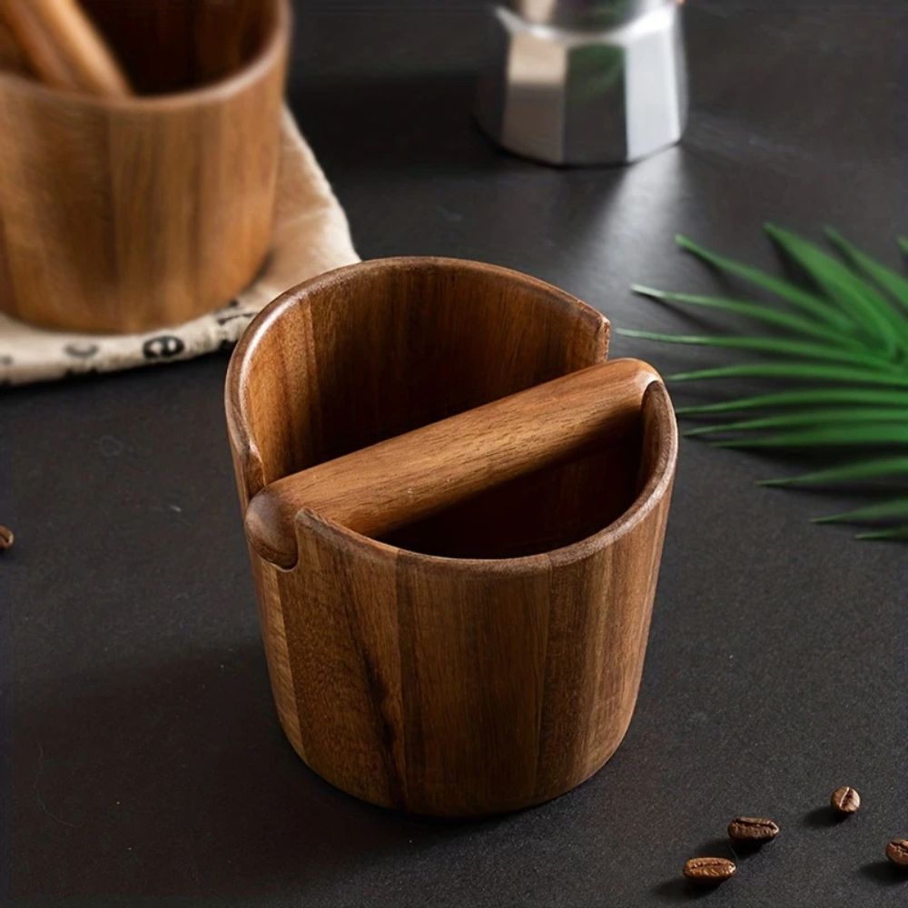 Solid Wood Coffee Knock Box for Efficient Espresso Puck Disposal – Compact and Stylish Coffee Accessory