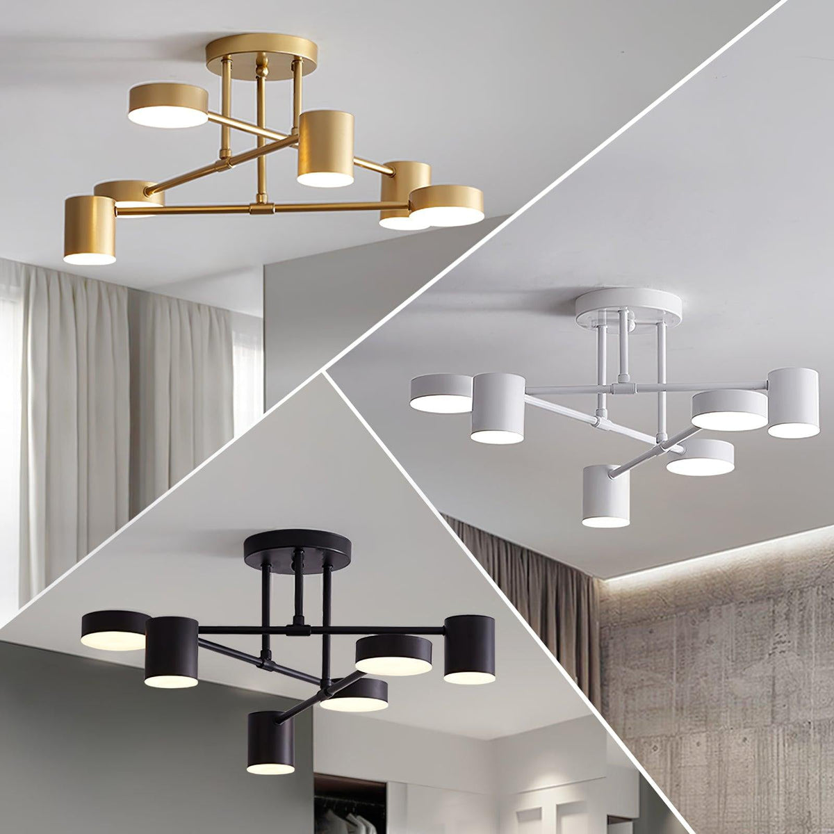 Modern Brass Globe LED Sputnik Ceiling Light 6-Light
