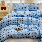 Square Dot Print Duvet Cover Cotton Bedroom Bedding Decor