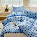Square Dot Print Duvet Cover Cotton Bedroom Bedding Decor