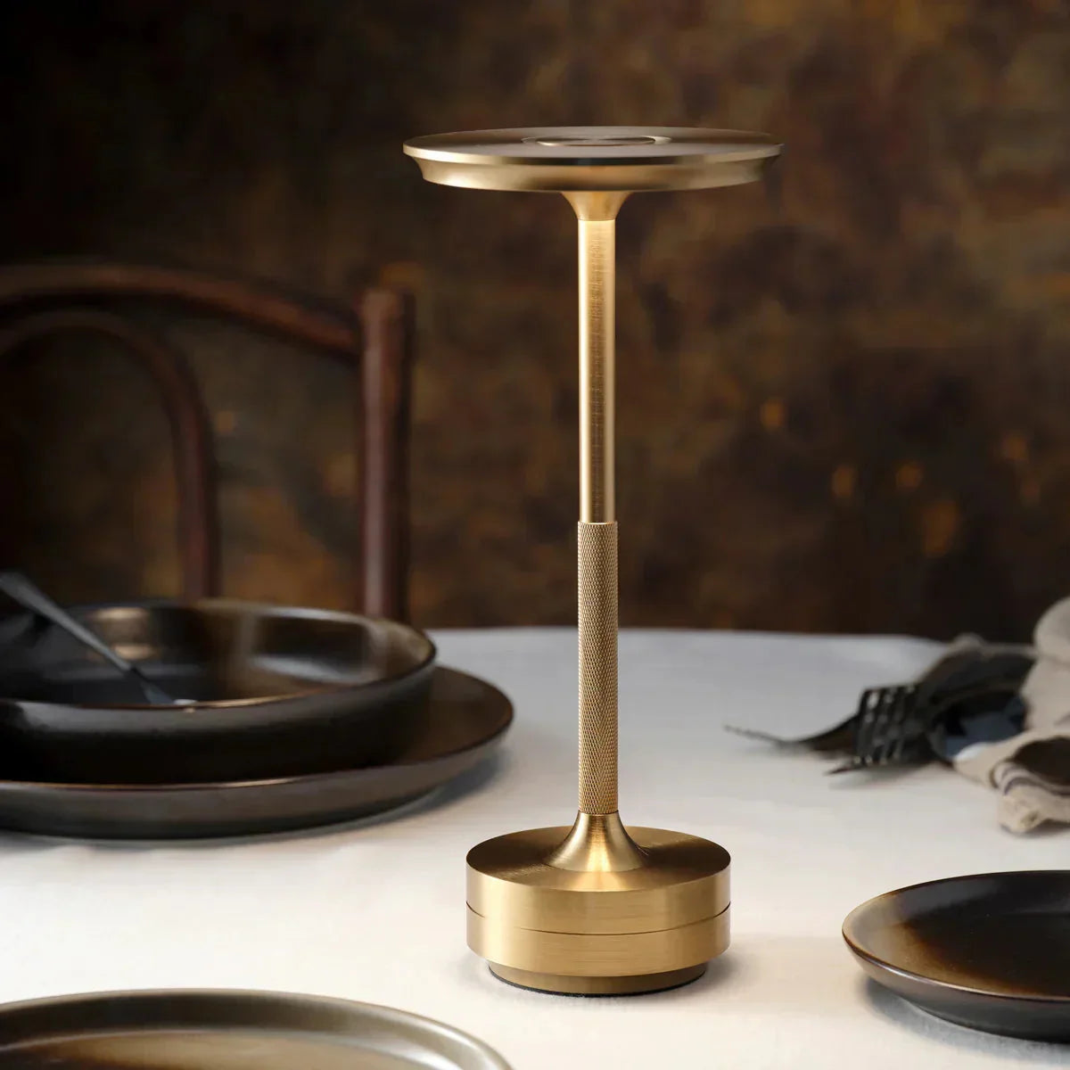 Modern Brass Cone LED Rechargeable Table Lamp 1-Light