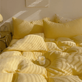 Texture Pastel Yellow Bedding Set Cotton Duvet Cover Pillowcase