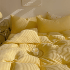 Texture Pastel Yellow Bedding Set Cotton Duvet Cover Pillowcase