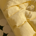 Texture Pastel Yellow Bedding Set Cotton Duvet Cover Pillowcase