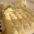 Texture Pastel Yellow Bedding Set Cotton Duvet Cover Pillowcase