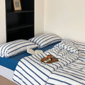 Ticking Stripe Jersey Bedding Set Soft Cotton Duvet Pillowcase